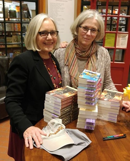 Edith Maxwell with Sue Little at Jabberwocky Bookstore